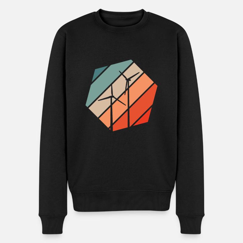 Windpark Windrad Windkraft Grafik - Männer Premium Bio Pullover - Schwarz