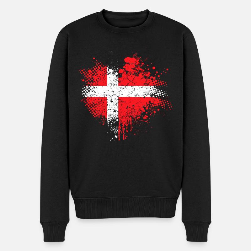 Dänemark Flagge - Männer Premium Bio Pullover - Schwarz