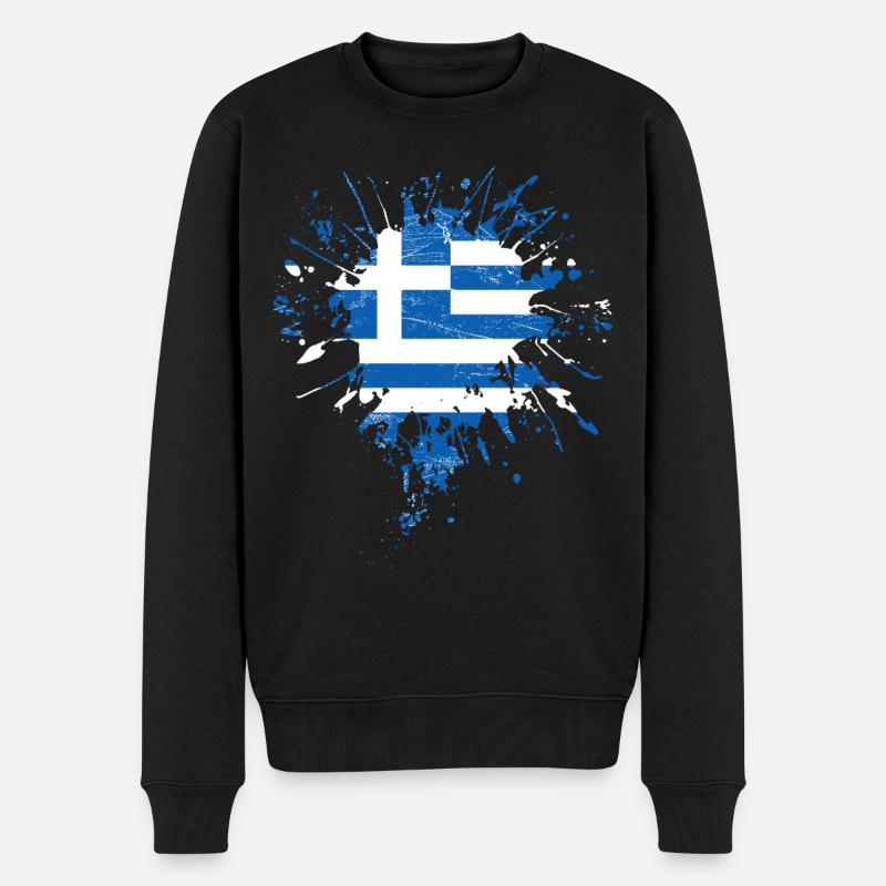 Griechenland Flagge - Männer Premium Bio Pullover - Schwarz