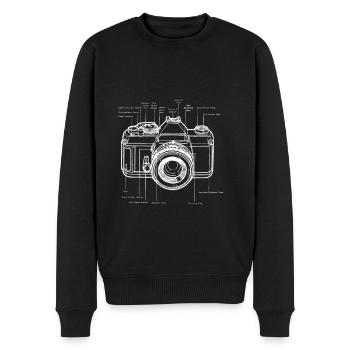 Kamera Diagram - Kamera Anatomie & Aufbau - Männer Premium Bio Pullover - Schwarz - Vorne - Nico (187cm)