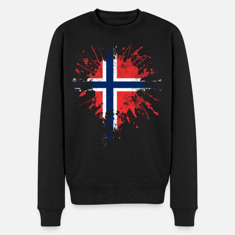 Norwegen Flagge - Männer Premium Bio Pullover - Schwarz