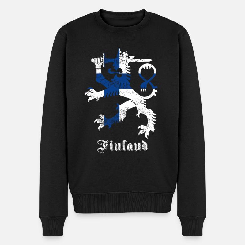 Finnland Löwen Wappen - Männer Premium Bio Pullover - Schwarz
