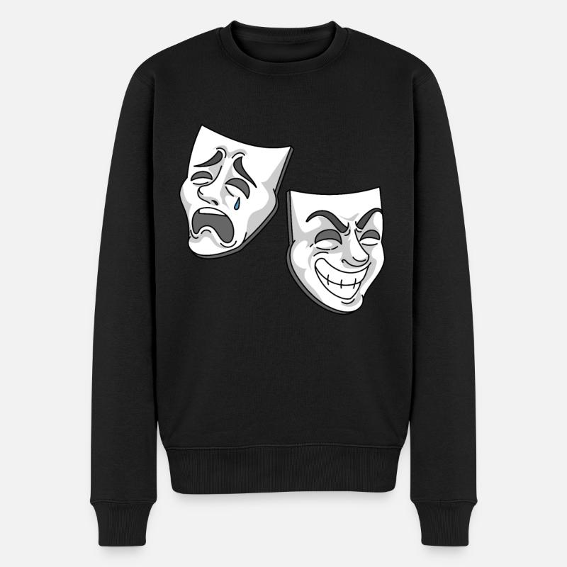 Conception de masques de tragédie de comédie de théâtre - Pull Premium bio Homme - noir
