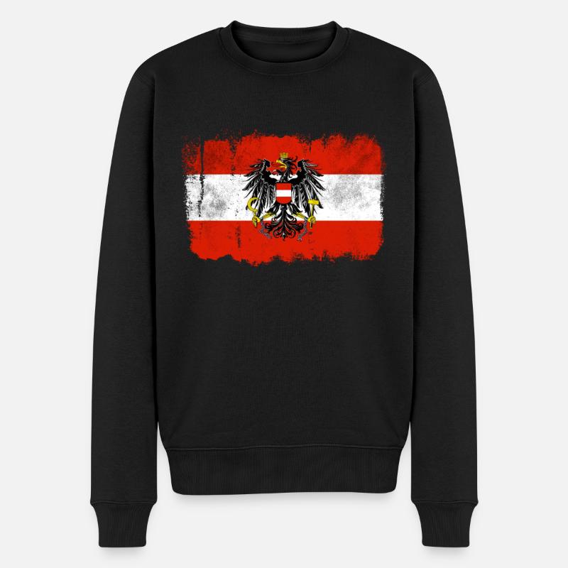 Autriche Drapeau Aigle Armoiries - Pull Premium bio Homme - noir