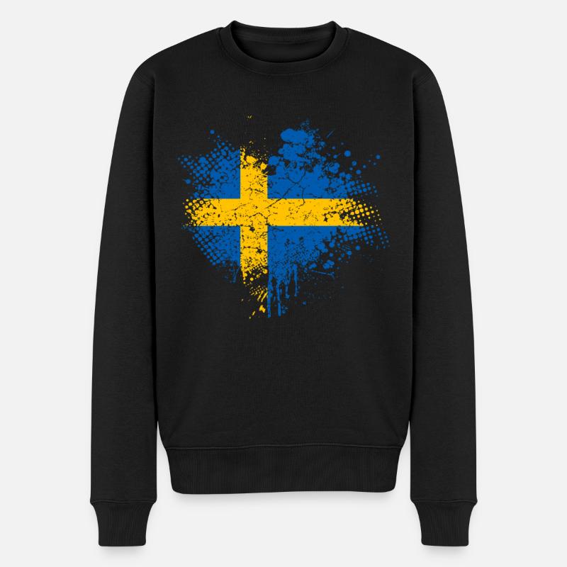 Schweden Flagge - Männer Premium Bio Pullover - Schwarz