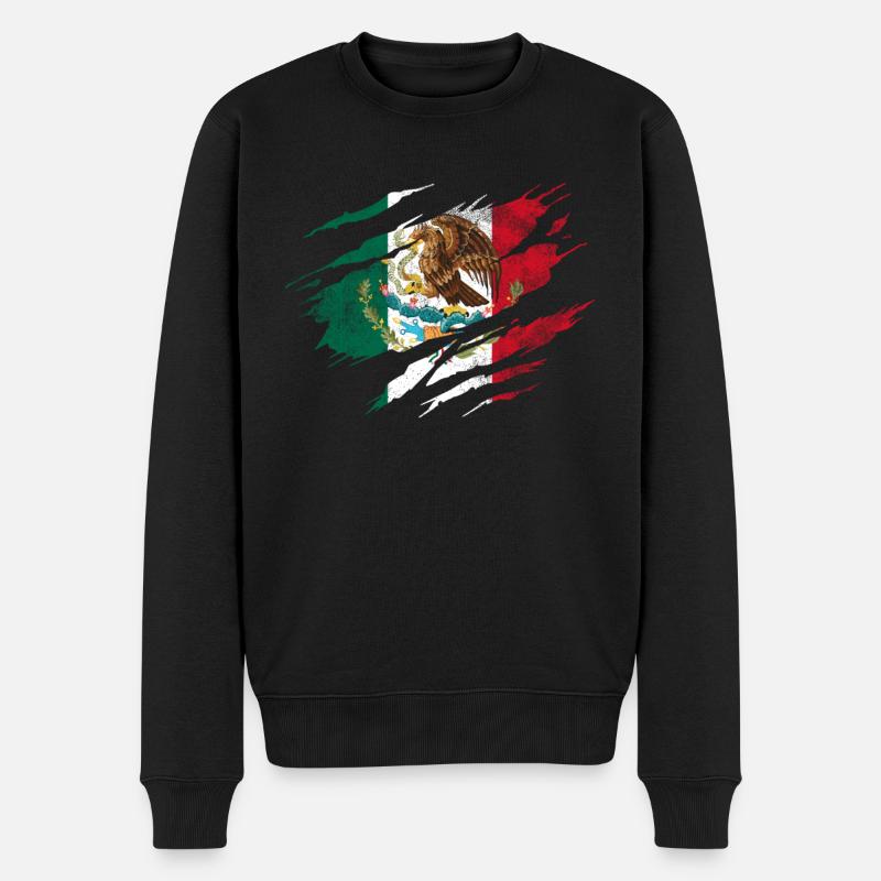 Mexiko Flagge - Männer Premium Bio Pullover - Schwarz