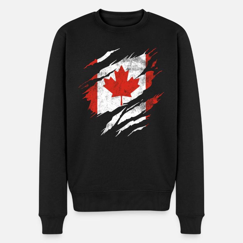 Kanada Flagge - Männer Premium Bio Pullover - Schwarz