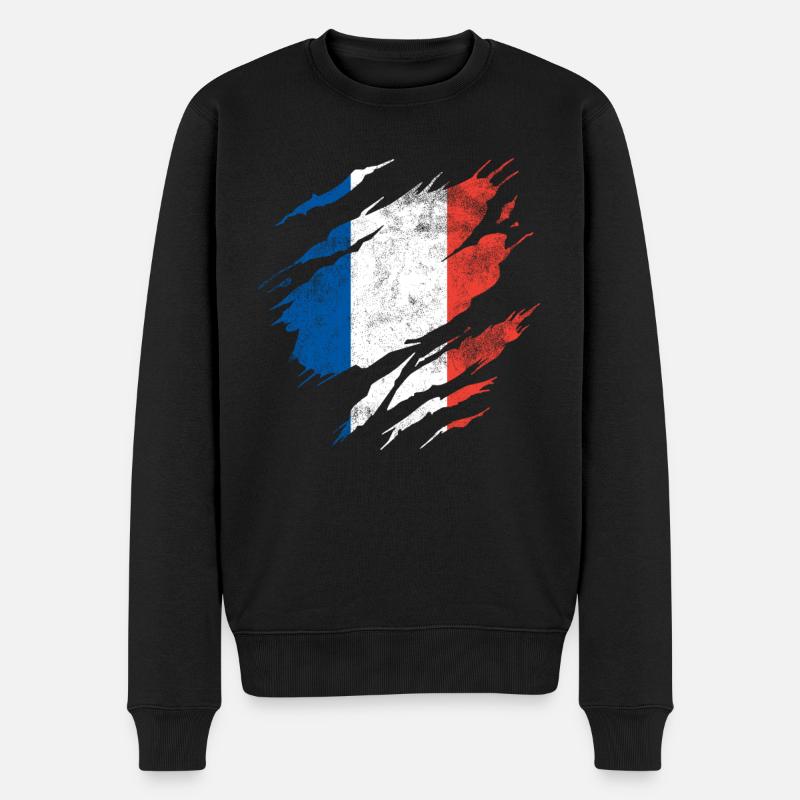 Drapeau de la France - Pull Premium bio Homme - noir