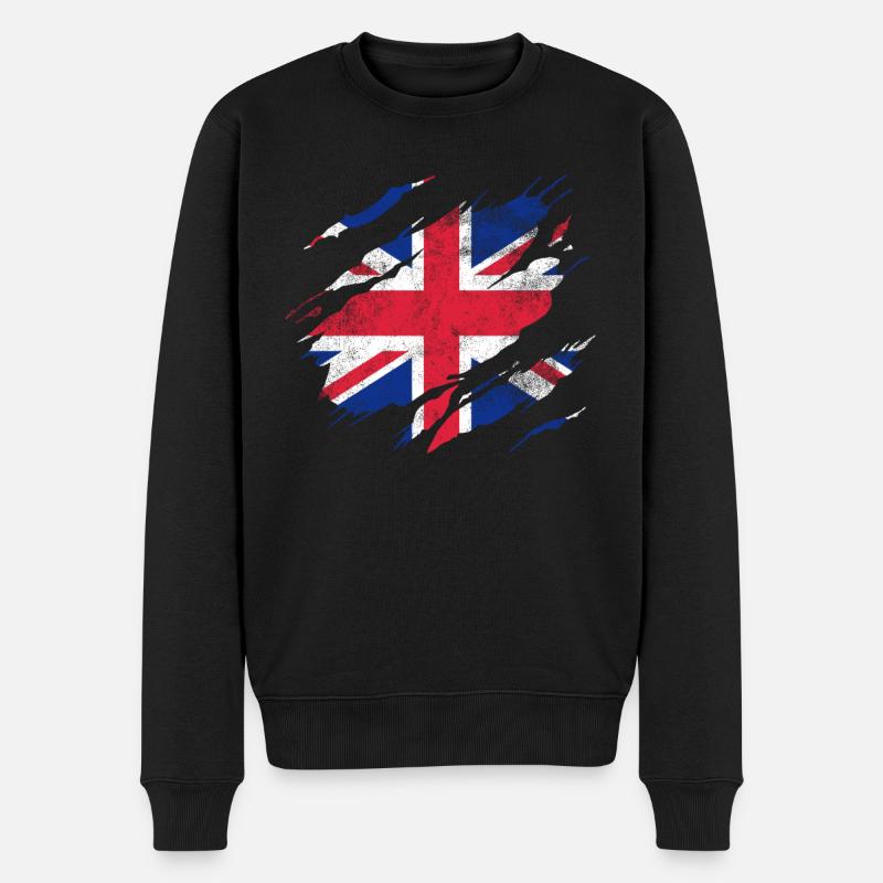 Britische Flagge - Männer Premium Bio Pullover - Schwarz
