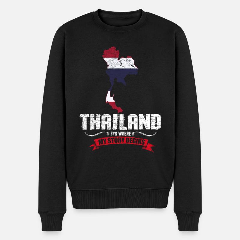 Thailand - Männer Premium Bio Pullover - Schwarz