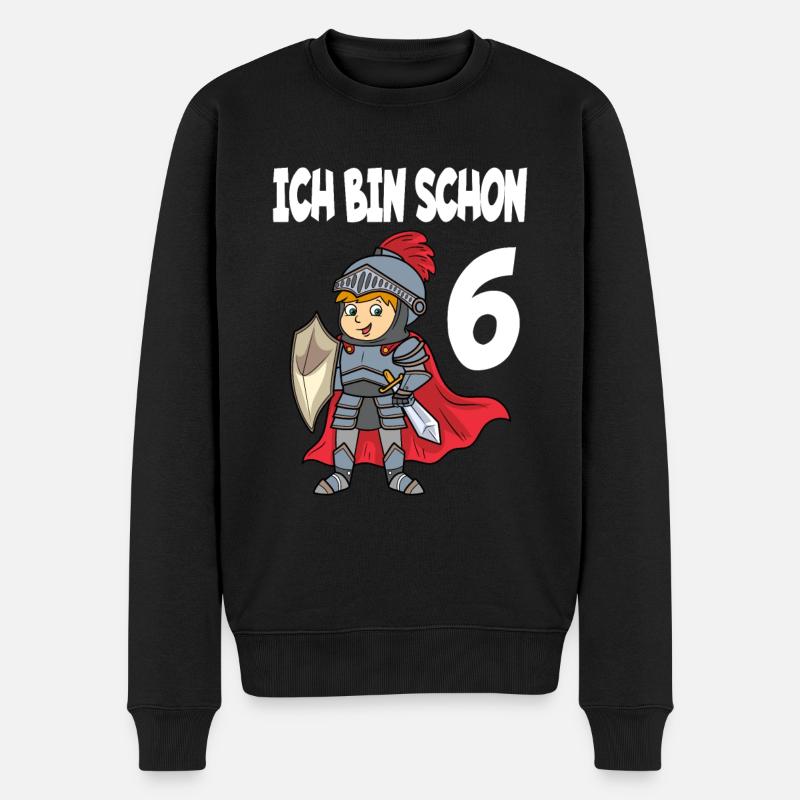 6 Jahre Geburtstag Lustiger Ritter Design - Männer Premium Bio Pullover - Schwarz