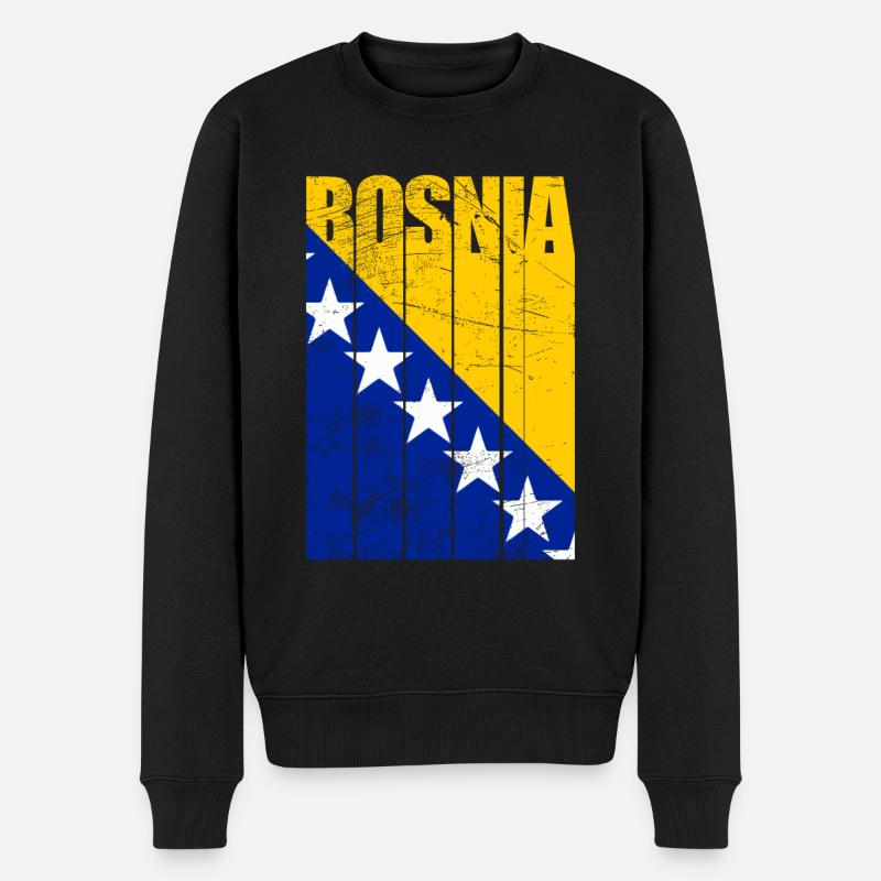 Bosnien Flagge - Männer Premium Bio Pullover - Schwarz