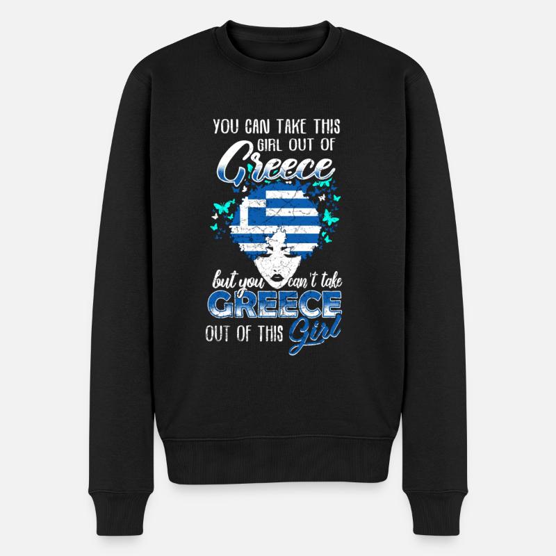 Griechisches Mädchen - Männer Premium Bio Pullover - Schwarz