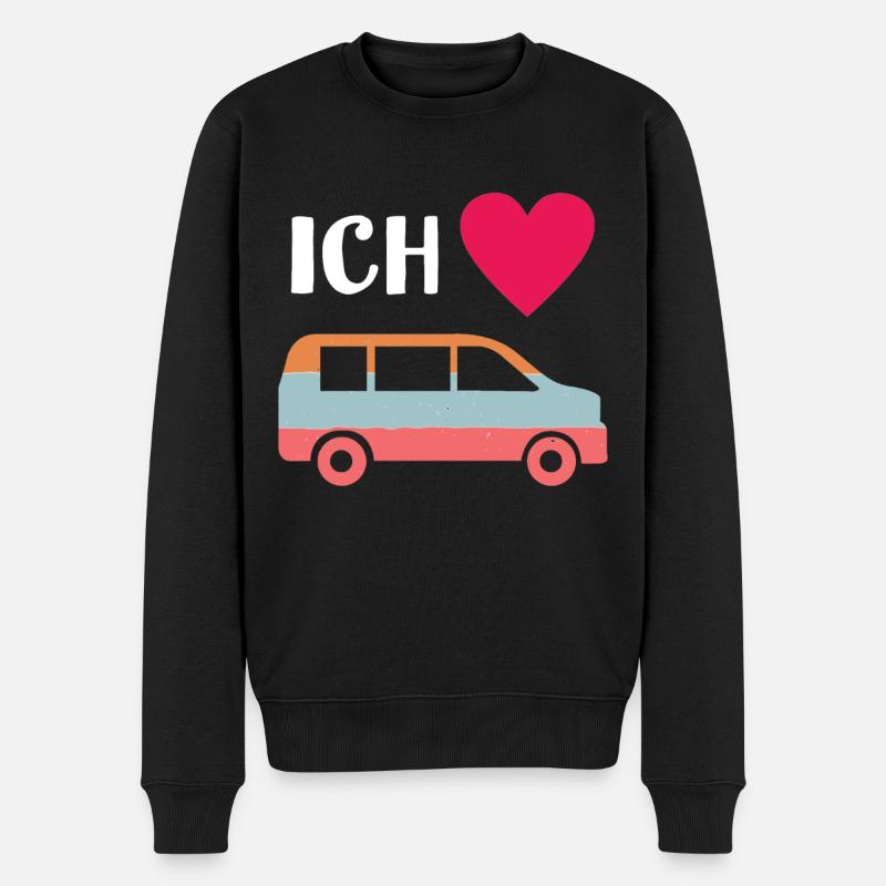 Van - Bus - Liebe - Transporter - Männer Premium Bio Pullover - Schwarz