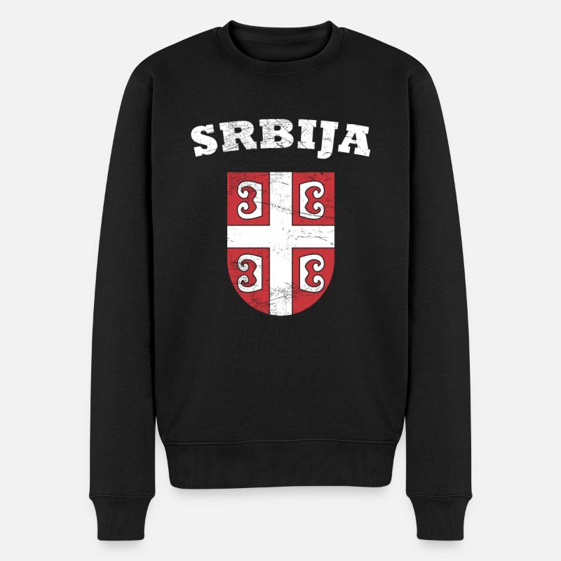 Serbien Wappen - Männer Premium Bio Pullover - Schwarz