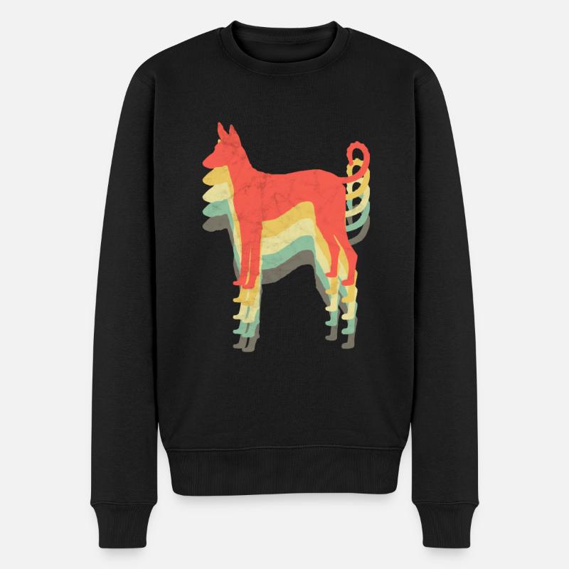 Podenco spanischer Jagdhund Vintage Grafik - Männer Premium Bio Pullover - Schwarz