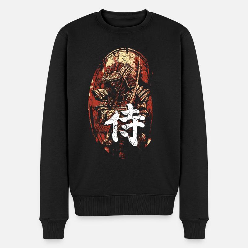 Samurai Japan Schrift Zeichen - Männer Premium Bio Pullover - Schwarz