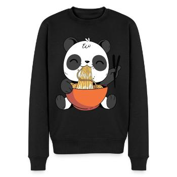 Netter Panda, der Ramen isst - Männer Premium Bio Pullover - Schwarz - Vorne - Nico (187cm)