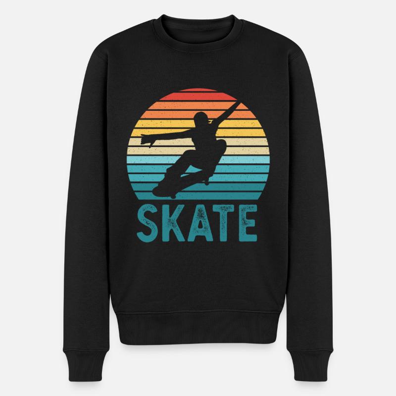 Skate Sunset Skateboarding Retro Boys - Männer Premium Bio Pullover - Schwarz