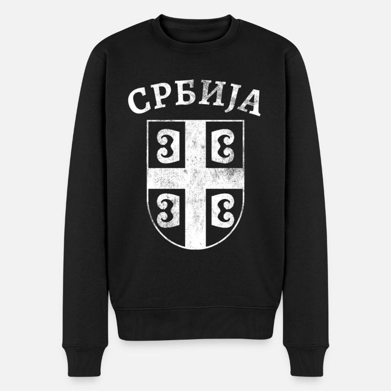 Serbie Cyrillique - Pull Premium bio Homme - noir