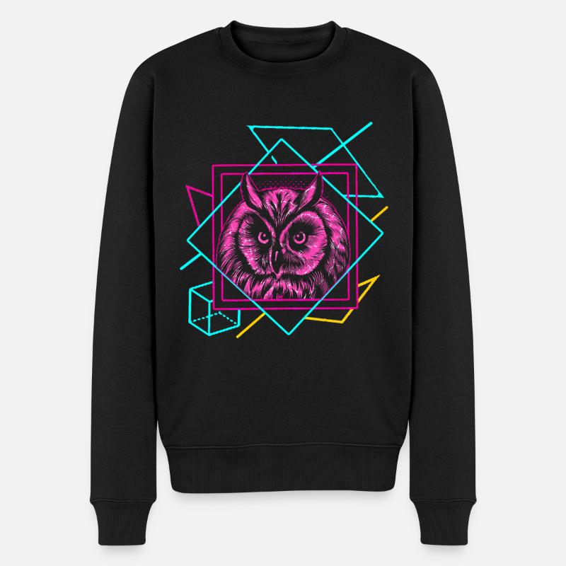 Eule - Männer Premium Bio Pullover - Schwarz