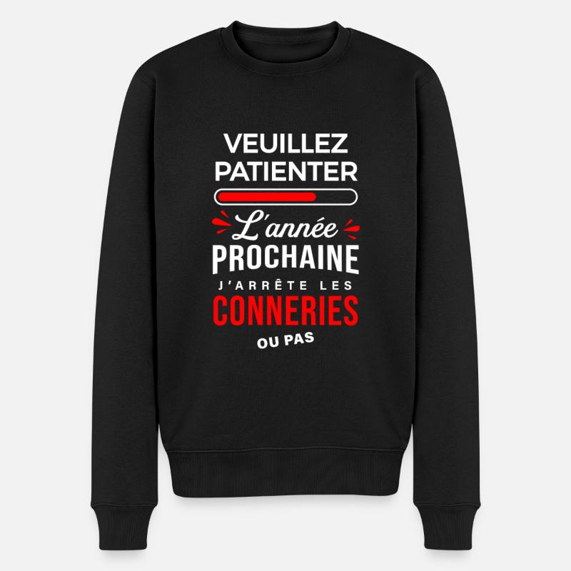J'arrête les conneries humour - Pull Premium bio Homme - noir