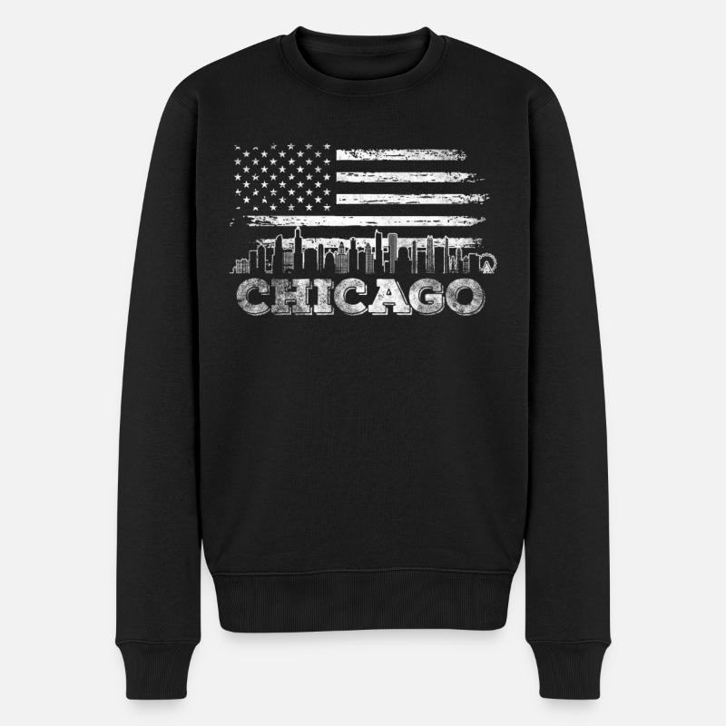 Chicago USA Skyline - Männer Premium Bio Pullover - Schwarz