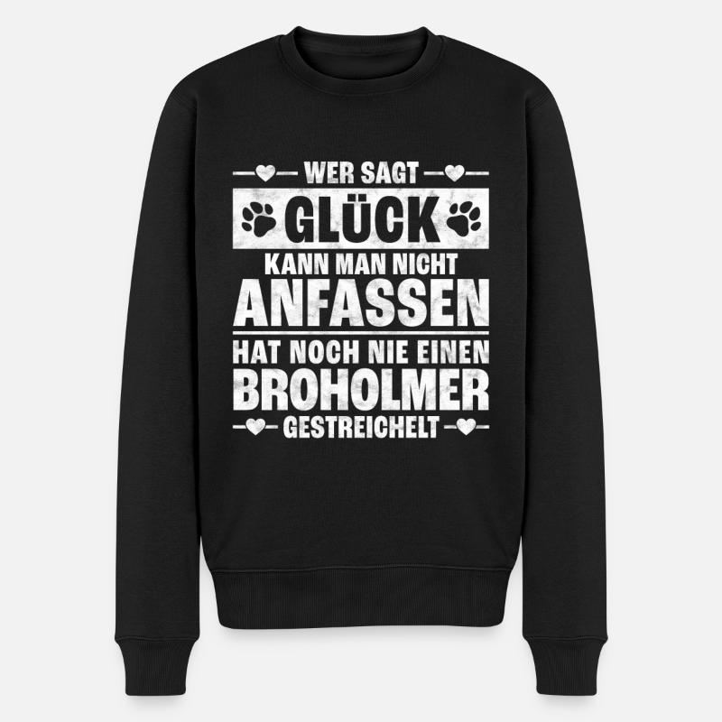 Broholmer streicheln dänischer Hund Spruch - Männer Premium Bio Pullover - Schwarz