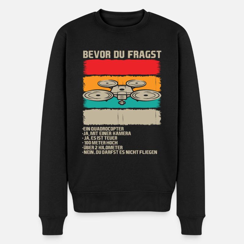 Bevor du fragst - Drohnenpilot - Männer Premium Bio Pullover - Schwarz