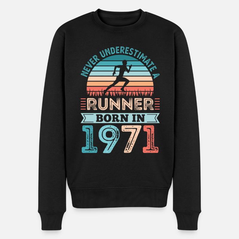 Läufer geboren 1971 50. Geburtstag Geschenk Running Dad - Männer Premium Bio Pullover - Schwarz