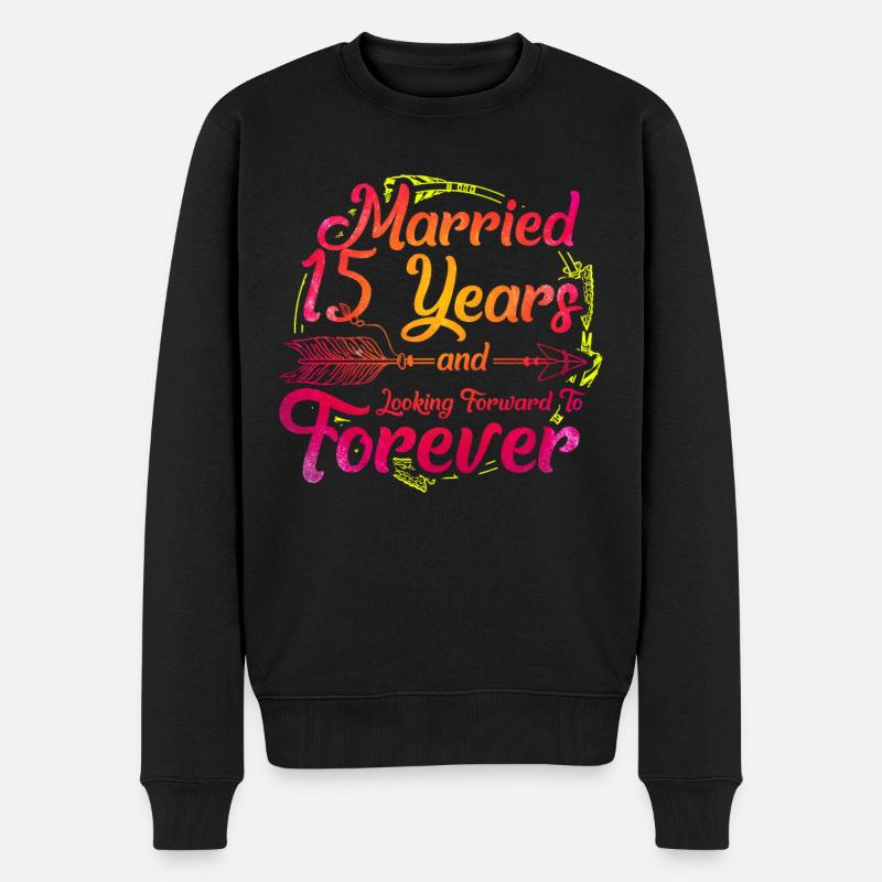 15. Hochzeitstag - Männer Premium Bio Pullover - Schwarz