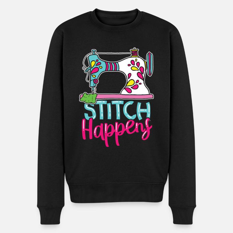 Stitch Happens - Männer Premium Bio Pullover - Schwarz