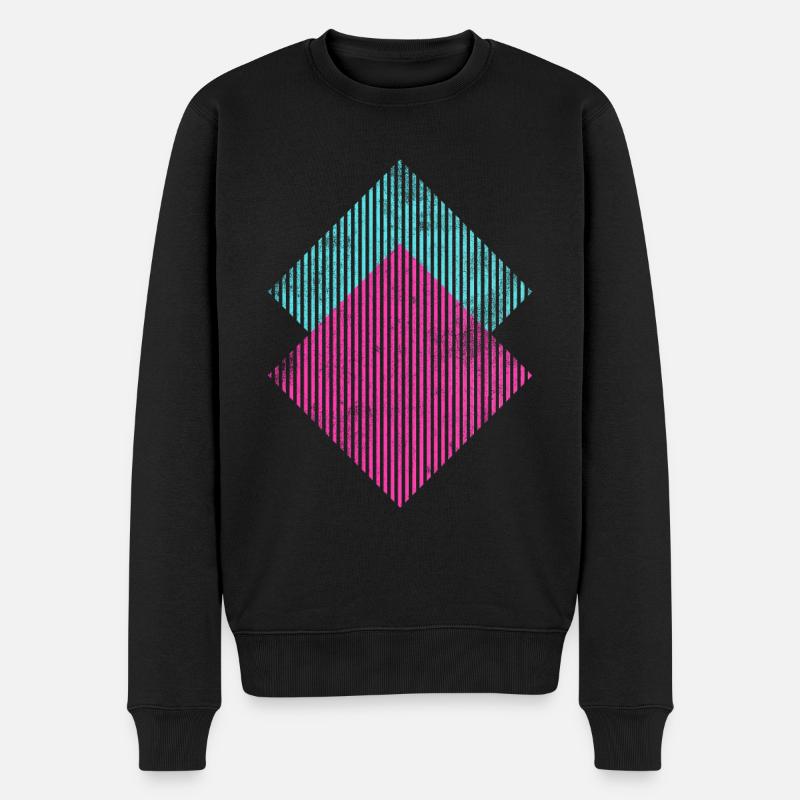 Bunte Retro Formen - Männer Premium Bio Pullover - Schwarz