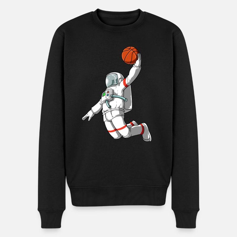 Astronaut Basketball Milchstraße Weltraum - Männer Premium Bio Pullover - Schwarz