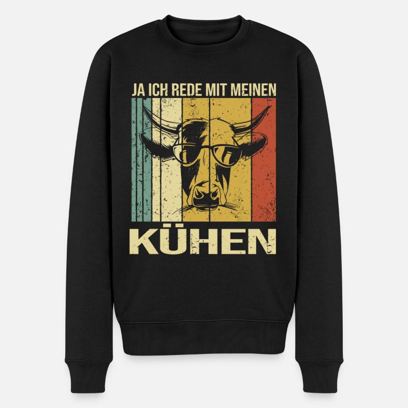 Lustiges Kuh Landwirt Bäuerin Kühe Geschenk - Männer Premium Bio Pullover - Schwarz