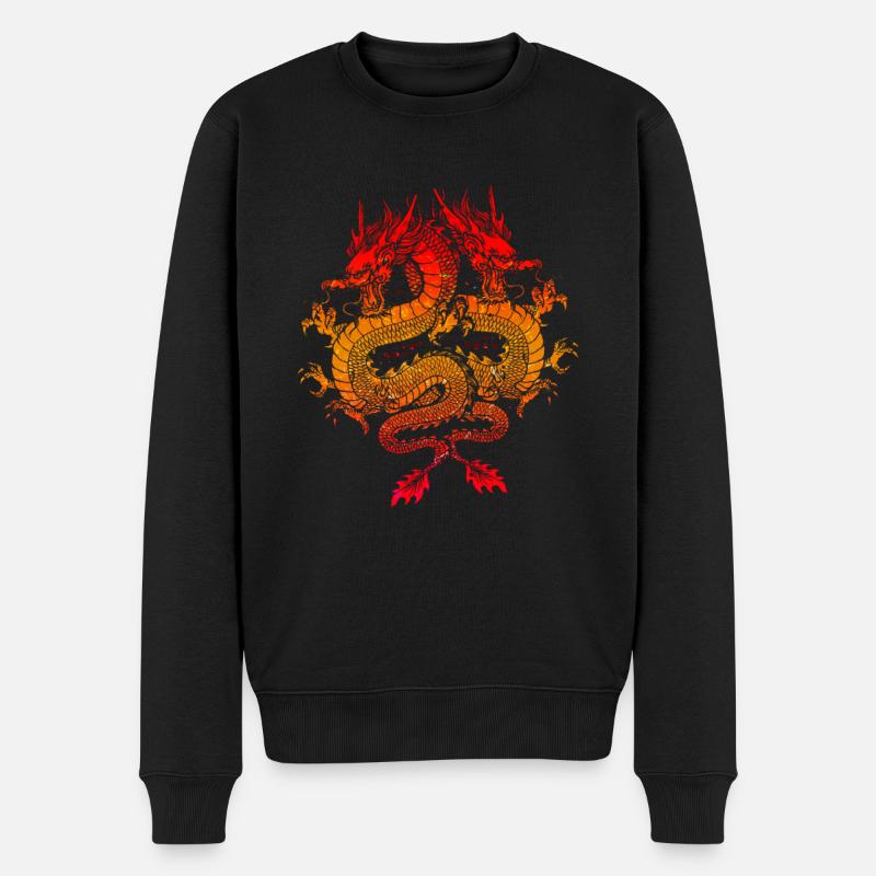 Drache - Männer Premium Bio Pullover - Schwarz