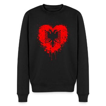 Albanische Adler Flagge Herz - Männer Premium Bio Pullover - Schwarz - Vorne - Nico (187cm)
