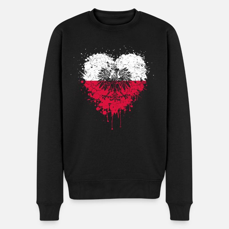 Polen Flagge & Adler Wappen - Männer Premium Bio Pullover - Schwarz