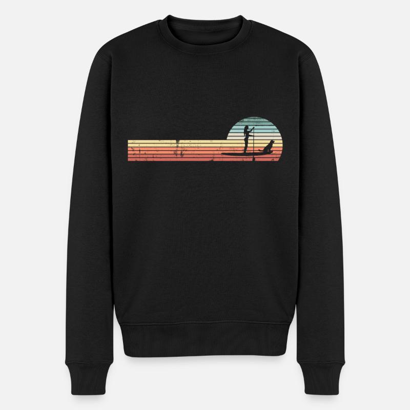 Paddleboard vintage SUP Girl Dog Sunset - Pull Premium bio Homme - noir