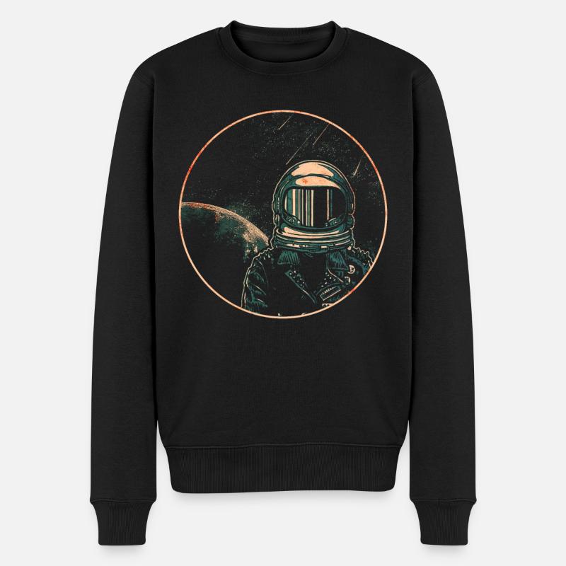 Retro Astronaut - Männer Premium Bio Pullover - Schwarz