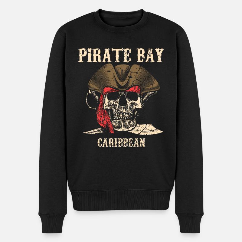 Pirat Schädel Karibik - Männer Premium Bio Pullover - Schwarz