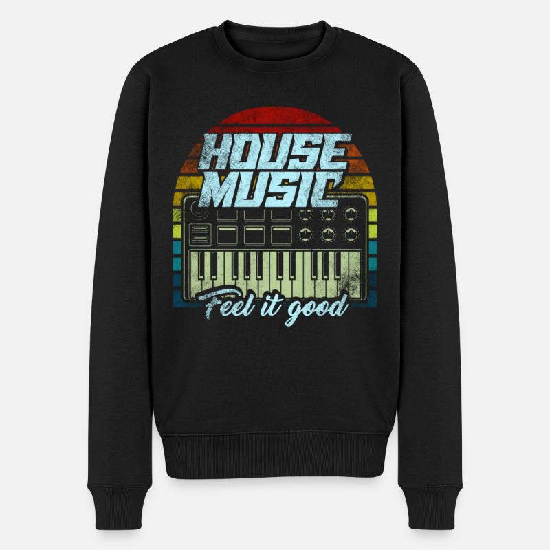 House Musik - Männer Premium Bio Pullover - Schwarz