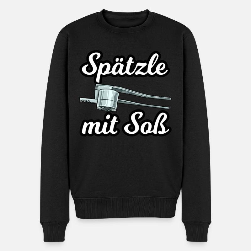 Spätzle mit Soß für einen Schwabe Stuttgarter - Männer Premium Bio Pullover - Schwarz
