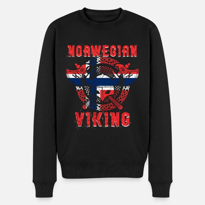 Norwegischer Wikinger - Männer Premium Bio Pullover - Schwarz