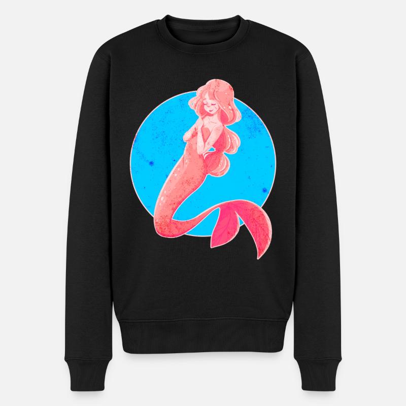 Süsses Meerjungfrau Mädchen - Männer Premium Bio Pullover - Schwarz