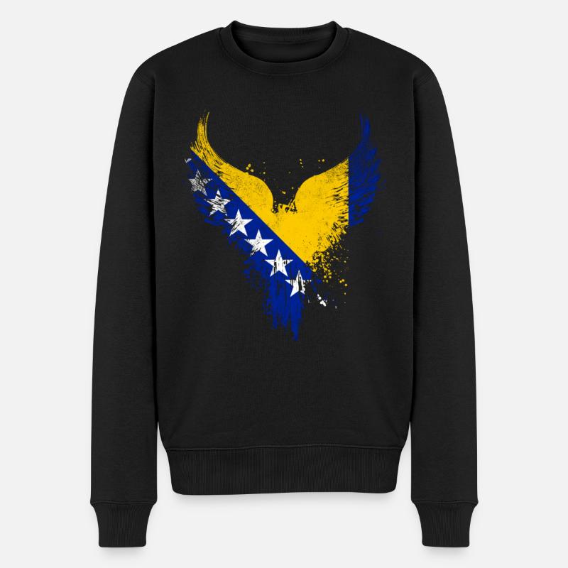 Bosnien Flagge - Männer Premium Bio Pullover - Schwarz