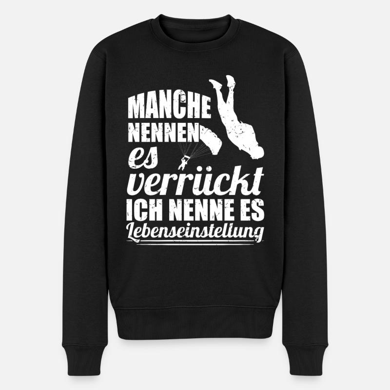 Fallschirm Sport Flugzeug Sprung Fallschirmspringe - Männer Premium Bio Pullover - Schwarz