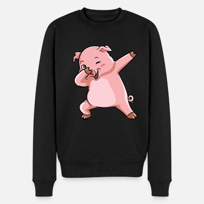Dabbing Pig Vinder So - Økologisk premium-sweatshirt til mænd - sort