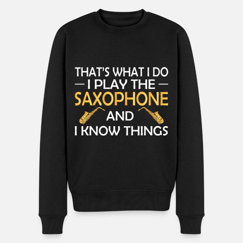 Saxophone Saxophon Jazz Musiker - Männer Premium Bio Pullover - Schwarz