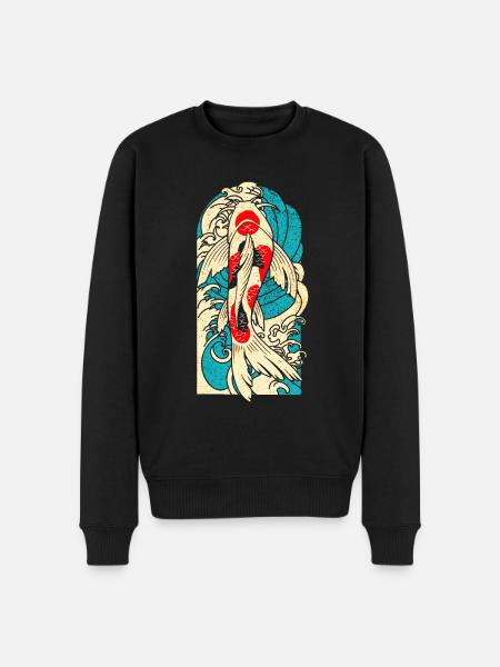 Koi Fisch Japan - Männer Premium Bio Pullover - Schwarz